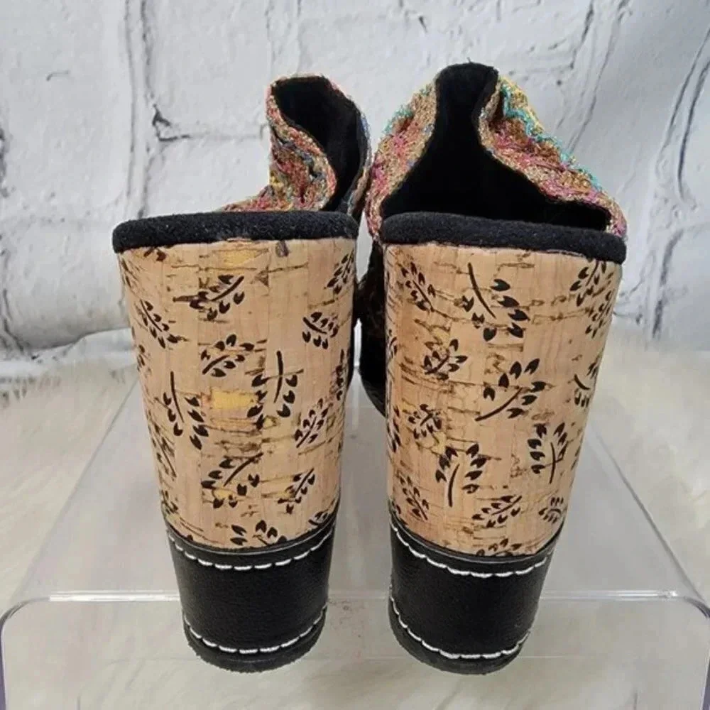 Muk Luks Womens Payton‎ Platform Wedge Sandal Boho Slip On Woven Peep Toe Sz 10
